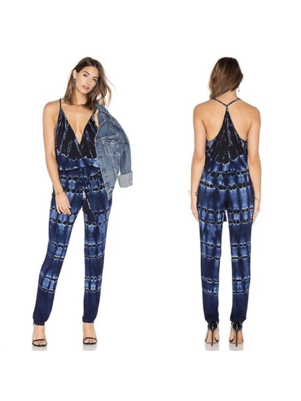 Yfb Chrissy Jumpsuit In Blue Tie Dye. Size Xs